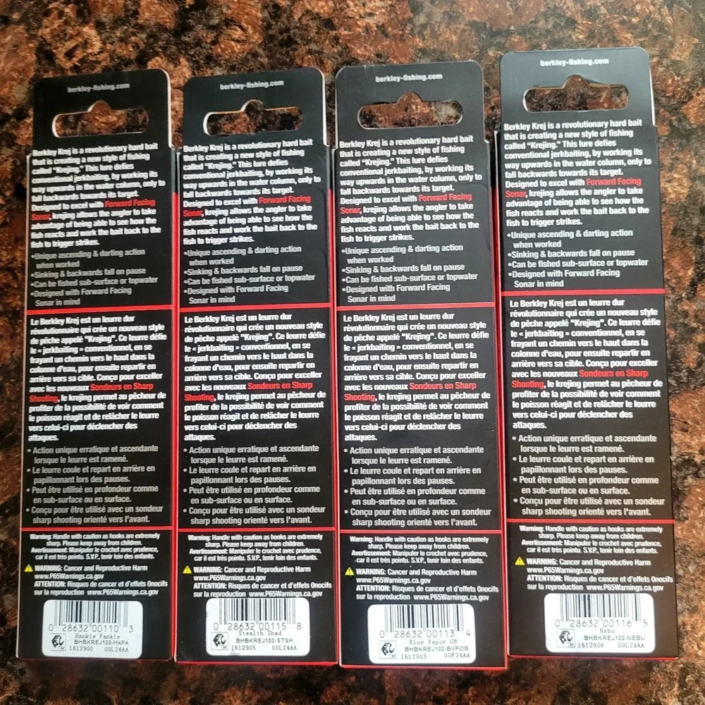 LOT OF‎ 4 Berkley KREJ 100 Jerkbaits Great For Bass!! Livescope Enhanced New!